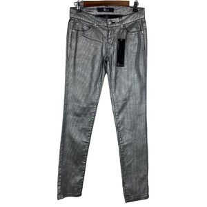 CP Jeans Gray Silver Metallic Skinny Jeans‎ Women's Junior 5 Low Rise NEW